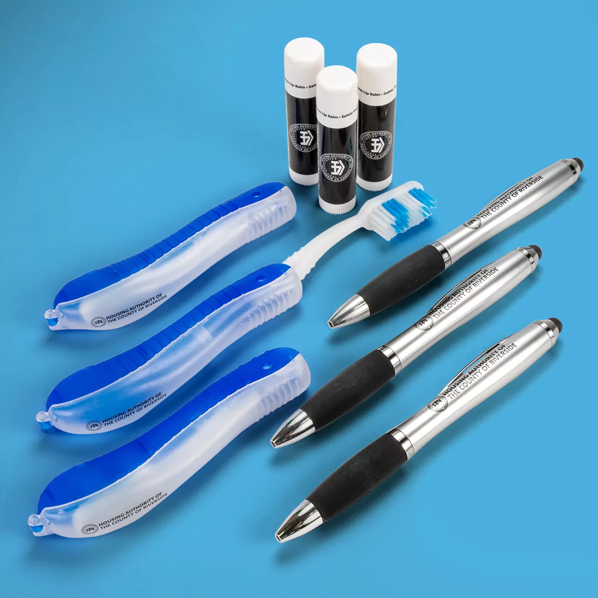 Pens, Lip Balm, Folding Toothbrushes