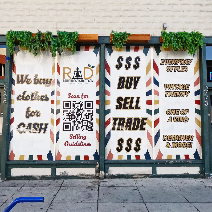 Window Graphics: Raincross District Storefront
